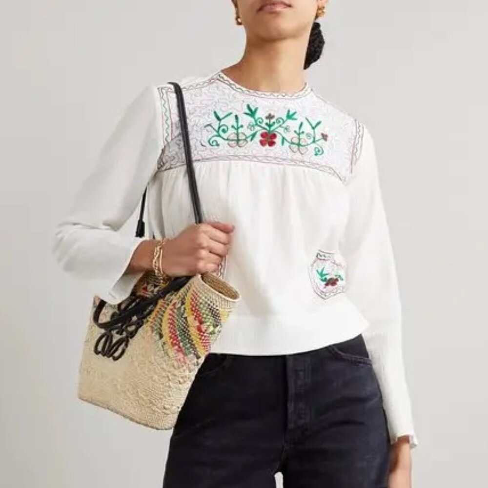 Kea Long Sleeved Top in Embroidered Gauze